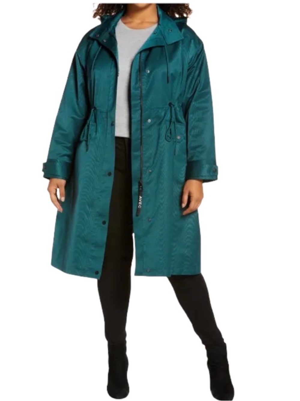 AVEC LES FILLES Teal Hooded Trench Coat - Women’s Waterproof Jacket Size Large
